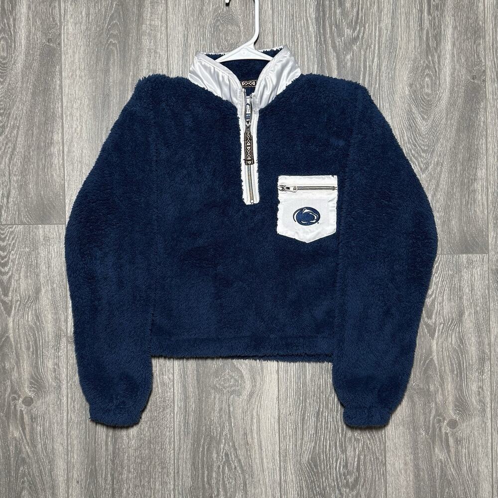 Penn State Nittany Lions 1/4 Zip Sherpa Sweater Women’s Small Tribal Zipper